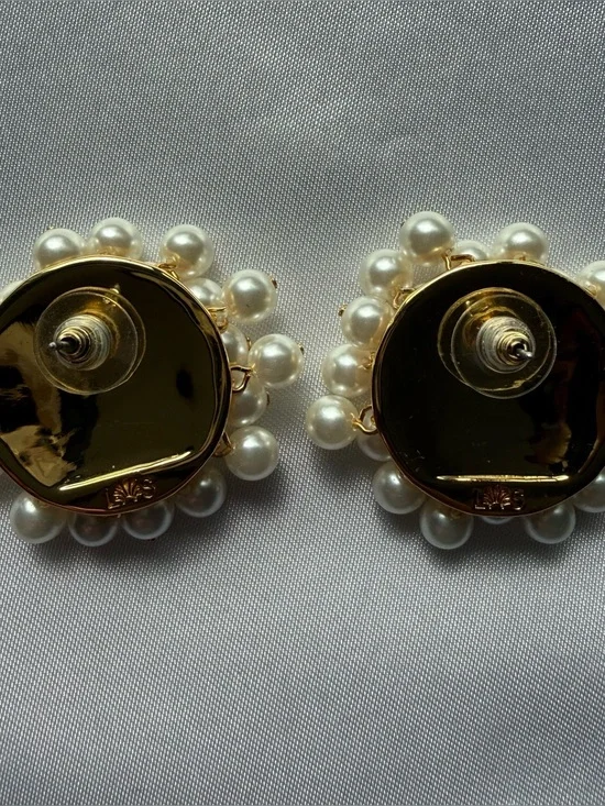 Lele Sadoughi Petite Cluster Pearl Earrings w/ 14 Karat Yellow Gold Plated Brass - Picture 3 of 5